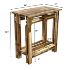 Table d'appoint fine en bois d'acacia massif naturel/acajou avec étagère inférieure