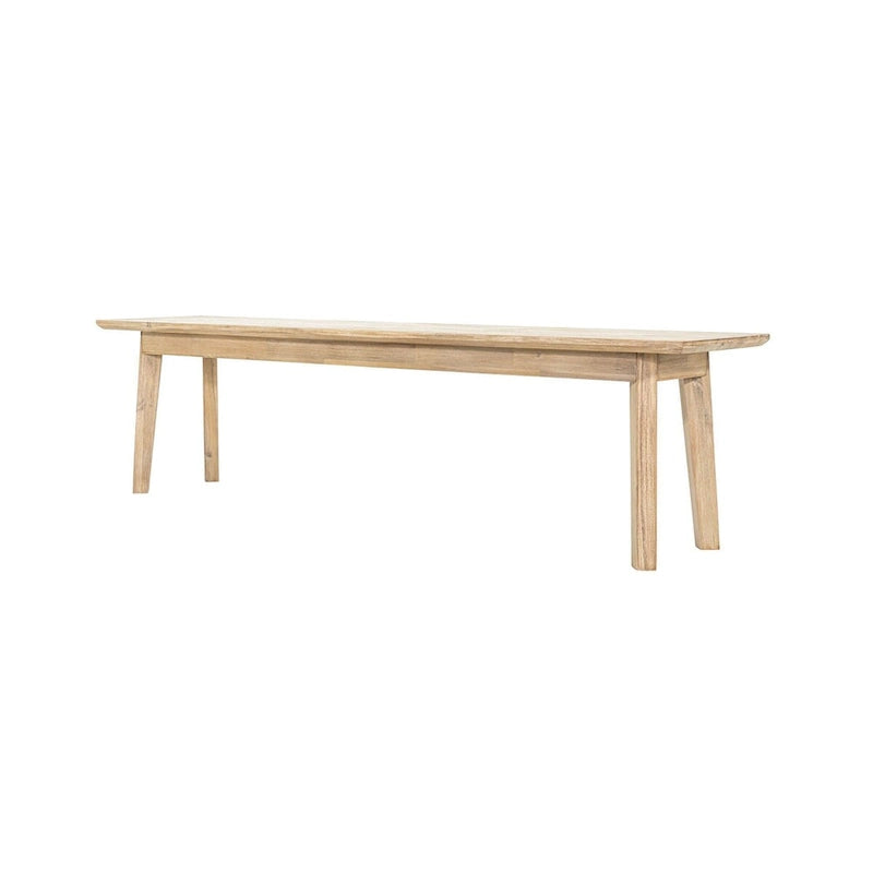 Banc en bois d'acacia gris et brun clair, acier brossé, 2-3 places