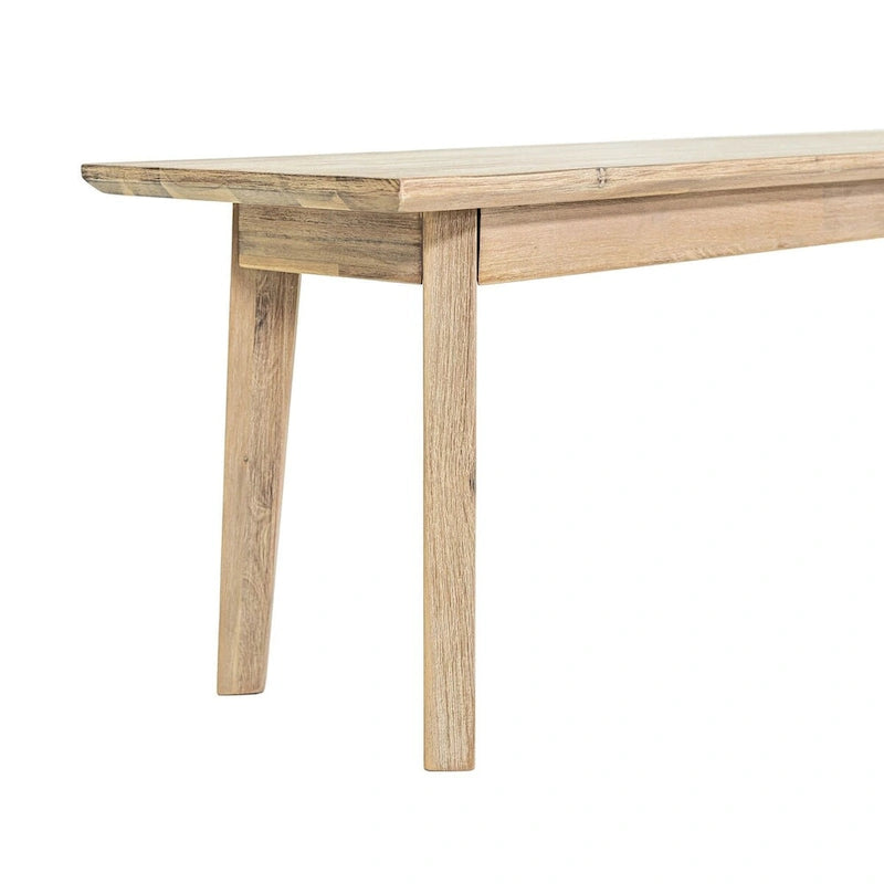 Banc en bois d'acacia gris et brun clair, acier brossé, 2-3 places