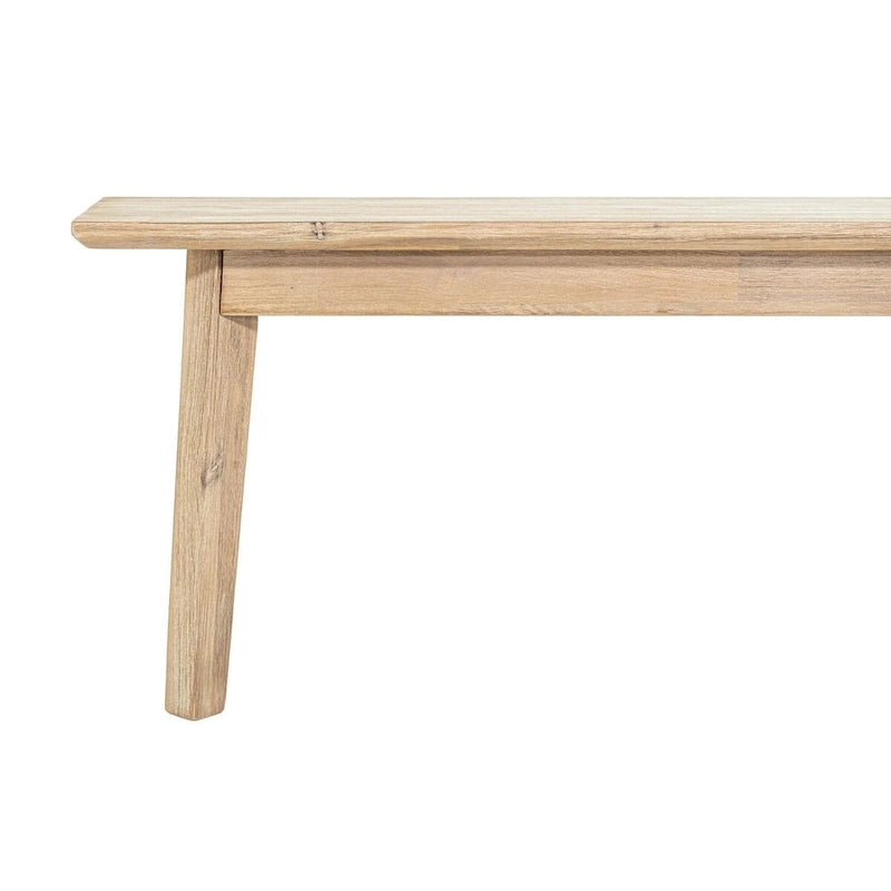 Banc en bois d'acacia gris et brun clair, acier brossé, 2-3 places