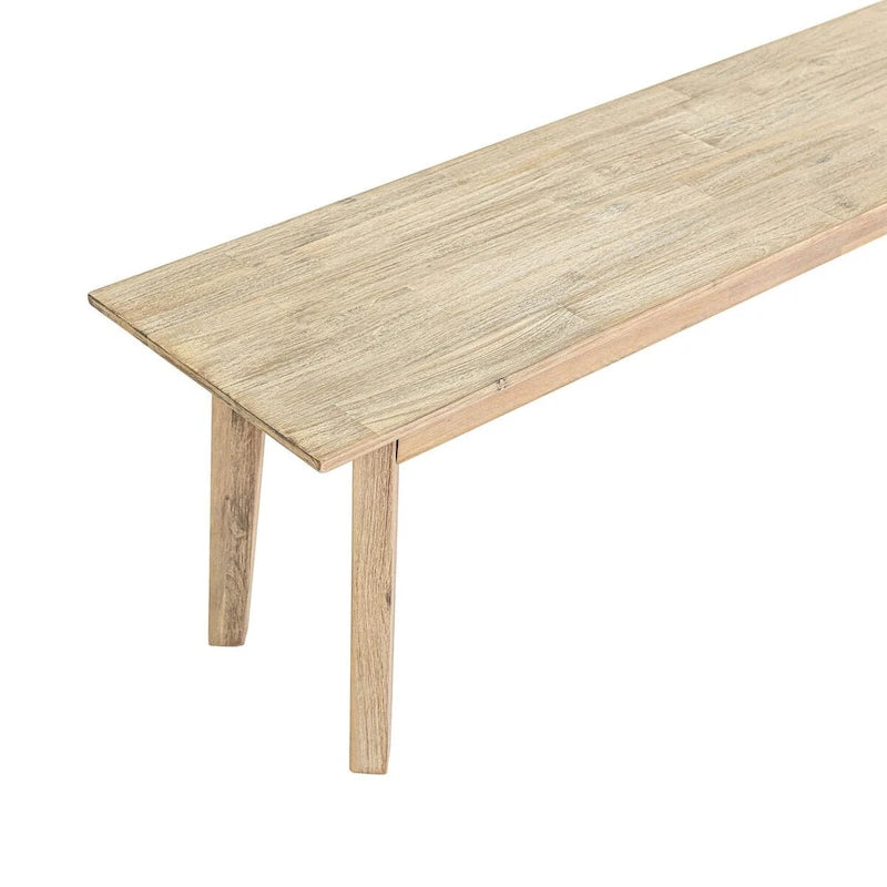 Banc en bois d'acacia gris et brun clair, acier brossé, 2-3 places