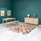 Banc en bois d'acacia gris et brun clair, acier brossé, 2-3 places