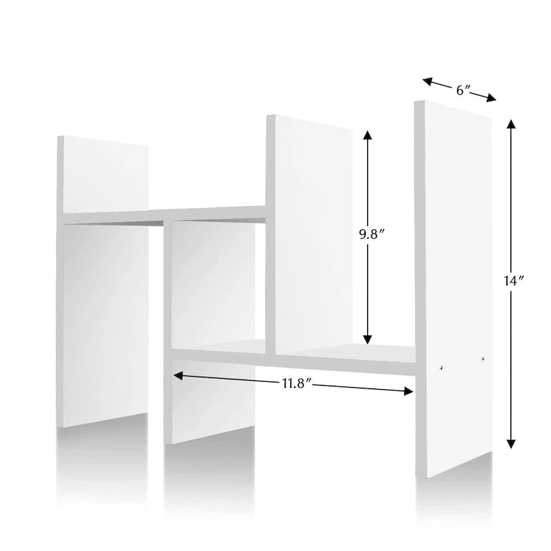 Organisateur de bureau en bois réglable à 2 compartiments, noir/beige/blanc/marron, pour 1 personne