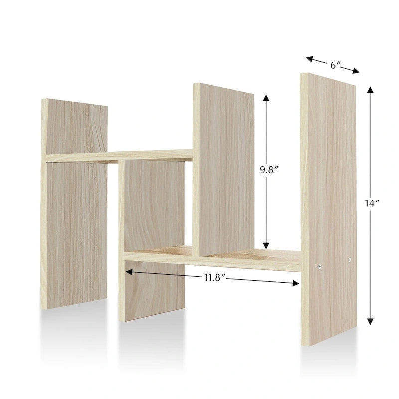 Organisateur de bureau en bois réglable à 2 compartiments, noir/beige/blanc/marron, pour 1 personne