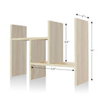 Organisateur de bureau en bois réglable à 2 compartiments, noir/beige/blanc/marron, pour 1 personne