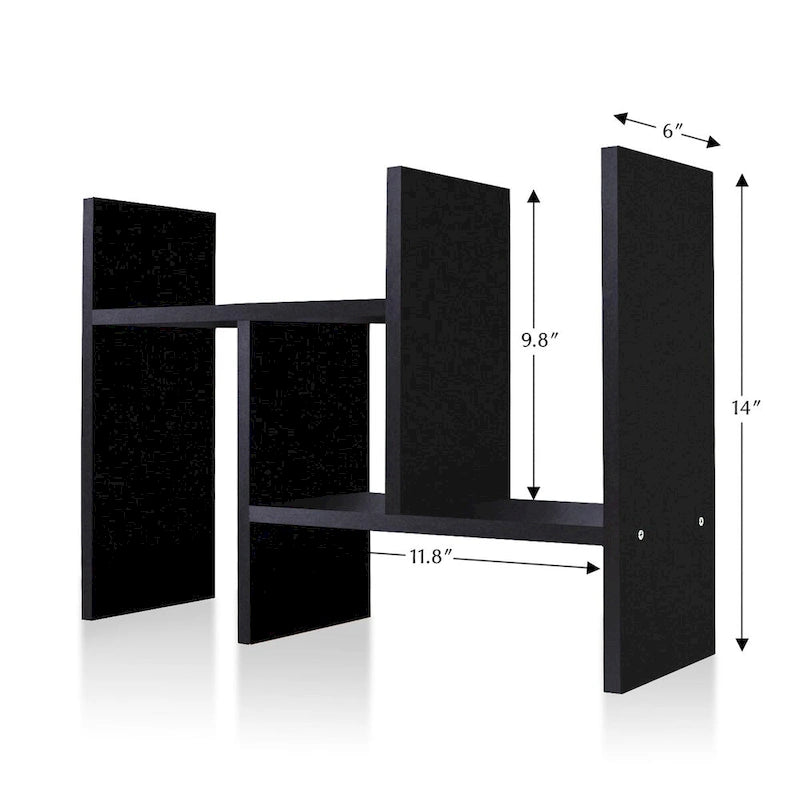 Organisateur de bureau en bois réglable à 2 compartiments, noir/beige/blanc/marron, pour 1 personne
