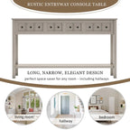 Espresso / Blanc / Bleu Marine / Gris | Console Rustique, 60"L × 11"l, 2+2 Tiroirs & Étagère, Assemblage par 1 Personne