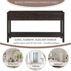 Espresso / Blanc / Bleu Marine / Gris | Console Rustique, 60"L × 11"l, 2+2 Tiroirs & Étagère, Assemblage par 1 Personne