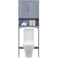 Étagère de rangement WC 3 niveaux, Gris/Espresso/Bleu marine/Blanc, Ouverte et armoire