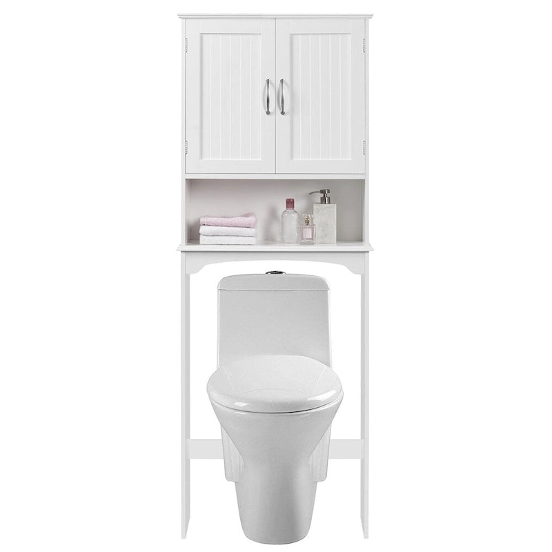 Étagère de rangement WC 3 niveaux, Gris/Espresso/Bleu marine/Blanc, Ouverte et armoire