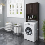 Étagère de rangement WC 3 niveaux, Gris/Espresso/Bleu marine/Blanc, Ouverte et armoire