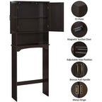 Étagère de rangement WC 3 niveaux, Gris/Espresso/Bleu marine/Blanc, Ouverte et armoire