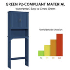 Étagère de rangement WC 3 niveaux, Gris/Espresso/Bleu marine/Blanc, Ouverte et armoire