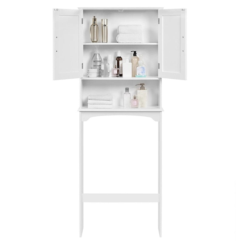 Étagère de rangement WC 3 niveaux, Gris/Espresso/Bleu marine/Blanc, Ouverte et armoire