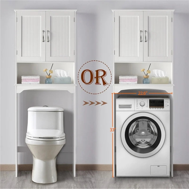 Étagère de rangement WC 3 niveaux, Gris/Espresso/Bleu marine/Blanc, Ouverte et armoire
