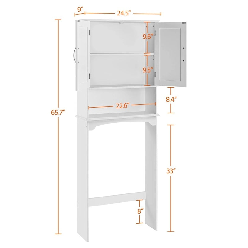 Étagère de rangement WC 3 niveaux, Gris/Espresso/Bleu marine/Blanc, Ouverte et armoire