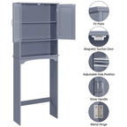 Étagère de rangement WC 3 niveaux, Gris/Espresso/Bleu marine/Blanc, Ouverte et armoire
