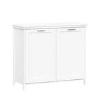 Meuble de rangement à linge double basculant en bois peint en blanc, 2 compartiments