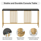 Table console de canapé, blanc / noir / gris, industrielle, 180 cm, étagère ouverte