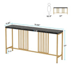 Table console de canapé, blanc / noir / gris, industrielle, 180 cm, étagère ouverte