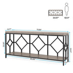 Table console de canapé, blanc / noir / gris, industrielle, 180 cm, étagère ouverte