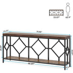Table console de canapé, blanc / noir / gris, industrielle, 180 cm, étagère ouverte