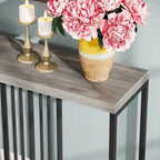 Table console de canapé, blanc / noir / gris, industrielle, 180 cm, étagère ouverte