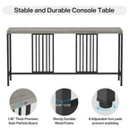 Table console de canapé, blanc / noir / gris, industrielle, 180 cm, étagère ouverte