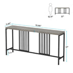 Table console de canapé, blanc / noir / gris, industrielle, 180 cm, étagère ouverte