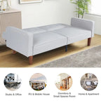 Canapé-lit futon en similicuir gris / marron / noir, réglable, 2 places