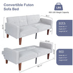 Canapé-lit futon en similicuir gris / marron / noir, réglable, 2 places
