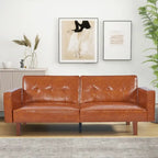 Canapé-lit futon en similicuir gris / marron / noir, réglable, 2 places