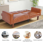 Canapé-lit futon en similicuir gris / marron / noir, réglable, 2 places