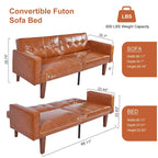 Canapé-lit futon en similicuir gris / marron / noir, réglable, 2 places