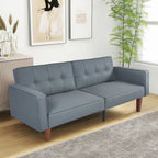 Canapé-lit futon en similicuir gris / marron / noir, réglable, 2 places