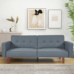 Canapé-lit futon en similicuir gris / marron / noir, réglable, 2 places