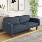 Canapé-lit futon en similicuir gris / marron / noir, réglable, 2 places