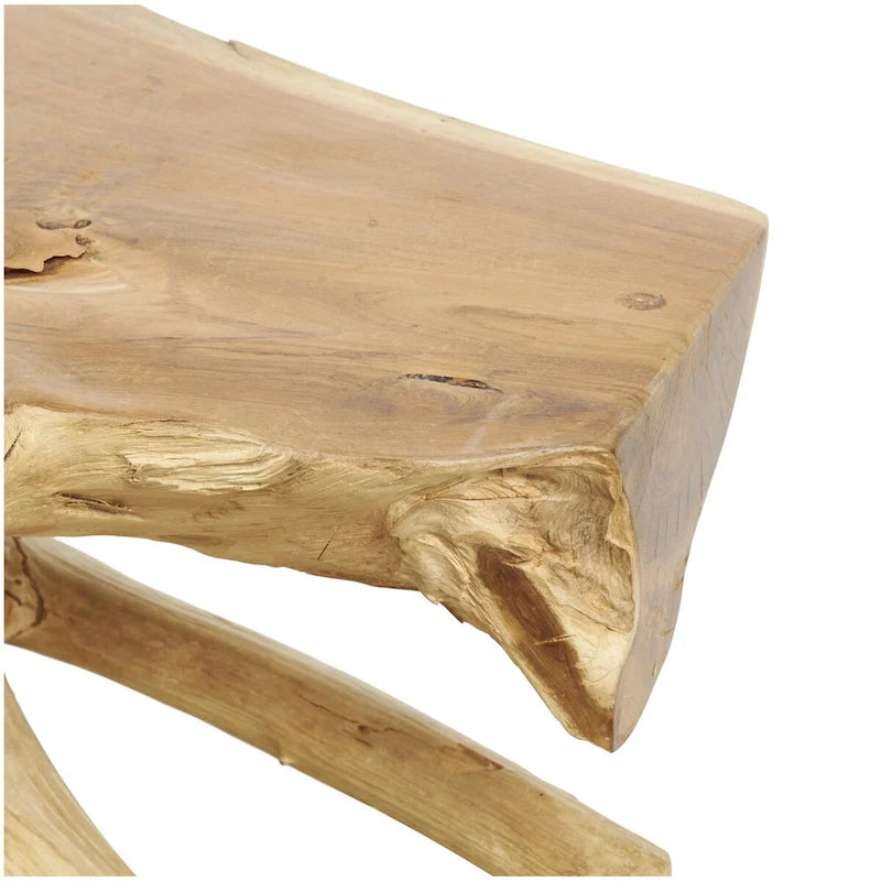 Console en bois de teck à bord vif naturel marron, simple