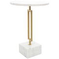 Table d'appoint ronde en marbre blanc avec pied en métal doré, simple