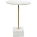 Table d'appoint ronde en marbre blanc avec pied en métal doré, simple