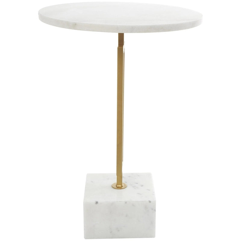 Table d'appoint ronde en marbre blanc avec pied en métal doré, simple