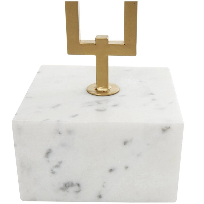 Table d'appoint ronde en marbre blanc avec pied en métal doré, simple